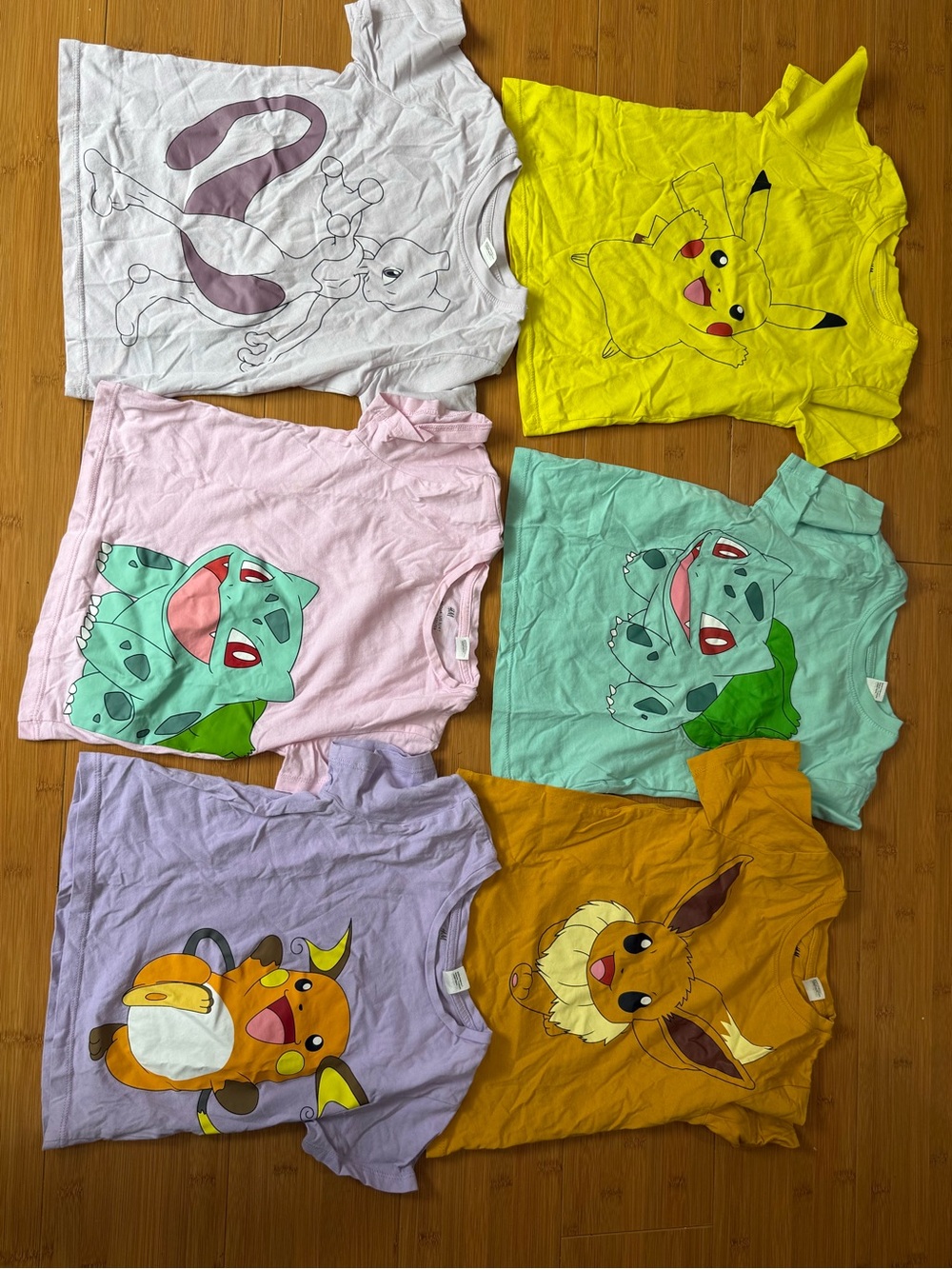 H&M pokemon Kids Character Tees - Yellow, Pink, Mint, Lavender, White, Mustard